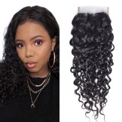 Lace Closure Water Wave 4x4inch Swiss Lace with Human Hair Water Wave Hair Closure with Baby Hair