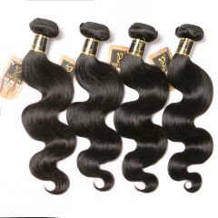 Body Wave Human Hair 4 Bundles 100%Unprocessed Human Hair Body Wave Bundles Natural Black Color Double Weft Extension Human Hair 4 Bundles for Black Women