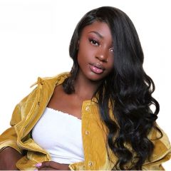 Yavida 13×4 Lace Front Human Hair Wigs for Women Pre Plucked Hairline 180% Density Body Wave Lace Front Wigs with Baby Hair Natural Black Color 