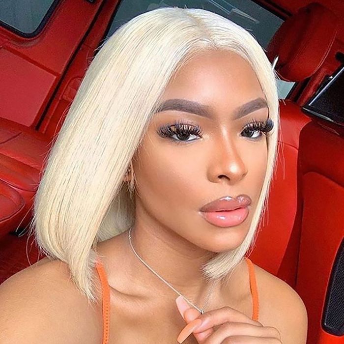 Blonde Bob Wig Human Hair 13X4 Lace Front Wigs Pre Plucked Bleached Knots 150% Density 613 Lace Front Wig Human Hair Straight Short Bob Wigs Human Hair Lace Frontal Wigs for Women