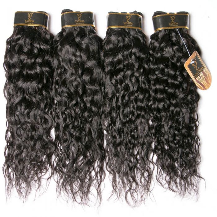 Brazilian Virgin Hair Water Wave 4 Bundles Human Hair Bundles 100g Per Bundle Unprocessed Virgin Hair Extensions Natural Color